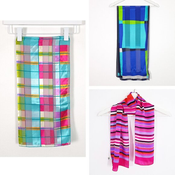 Bundle of 3 Bold Color Silky Scarves - Picture 1 of 16